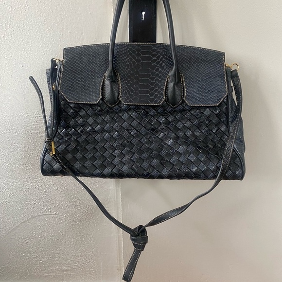 Sherif Genuine Leather Handbag Navy Blue - Picture 10 of 12